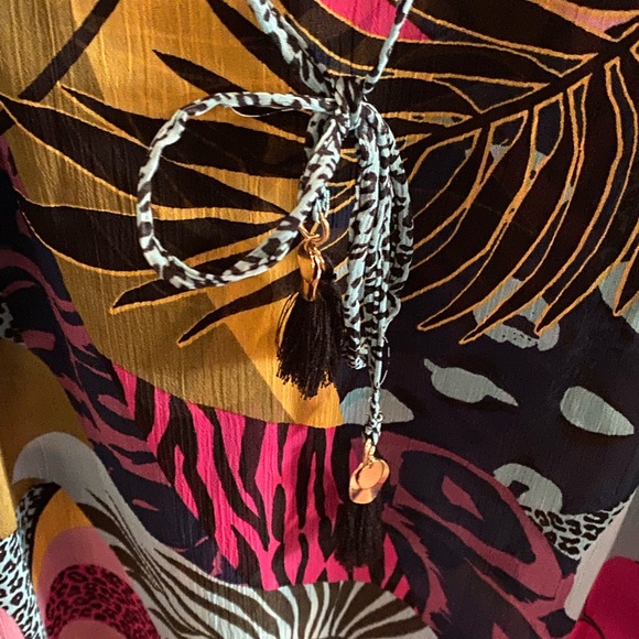 Rod Beattie Bleu swim beach cover up multicolor leopard and palm print - Picture 5 of 6